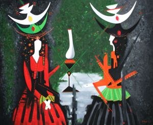 Живопись, Акрил - «By the lamplight», «В искусственном освещении», «Lampa işıgıbda », oil on canvas 150x130sm, 1989 y. Artist painter Sirus Mirzazadeh 