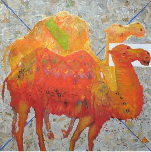 Живопись, Абстракционизм - «About the camel», canvas, oil, newspapers 150х150 cm, 2016 year